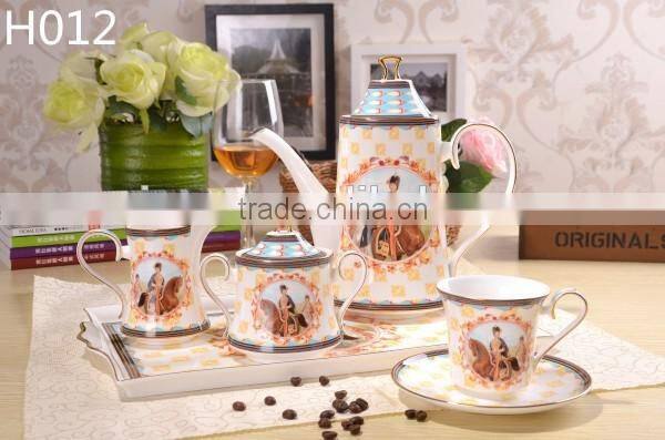 europe styple 200ml bone china cup & saucer flower with gold-rim cup with saucer