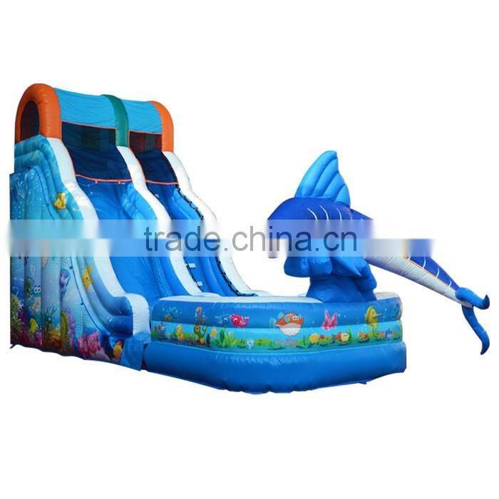 big fish attack outdoor sports equipment air trampoline prices, adult and baby inflatable used water slide for sale