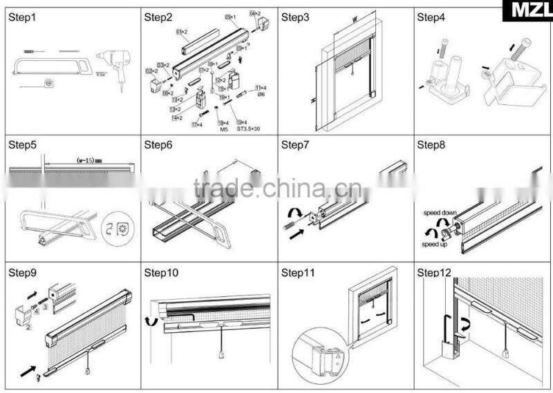 140cm* 150cm Aluminium retractable insect screen window roller-- MZL-1