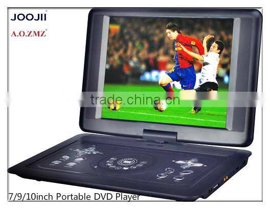 2014 new portable dvd with 7-16ich screen, USB/GAME/FM function