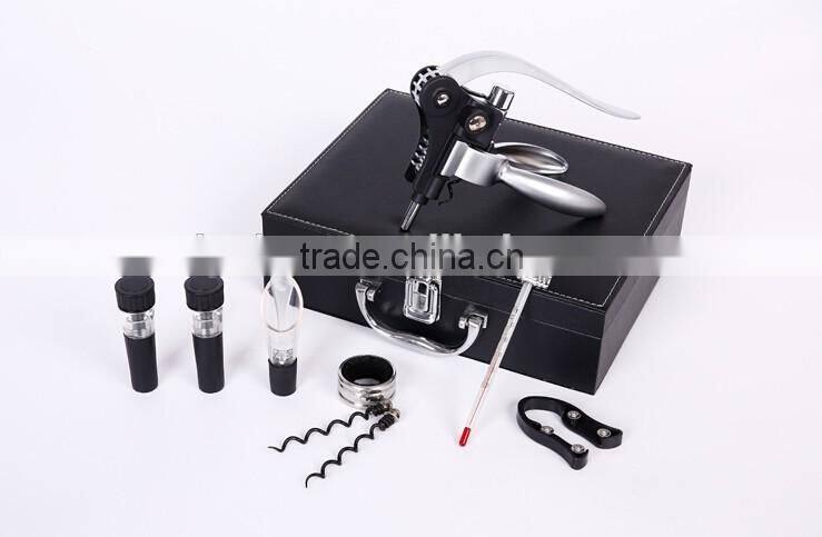 Promotional AUGUST 9pcs in one wooden wine box wine opener corkscrew set