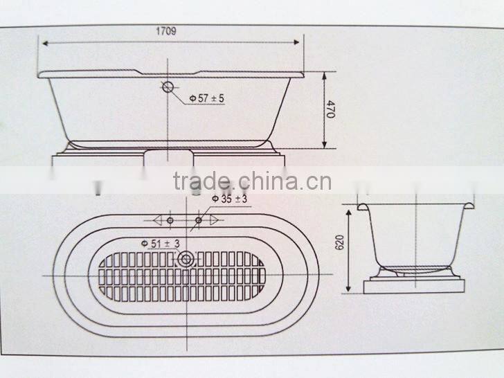 Classical Cast iron Enamel Bathtub with base