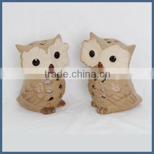 Home & garden decoration beige small ceramic craft owl