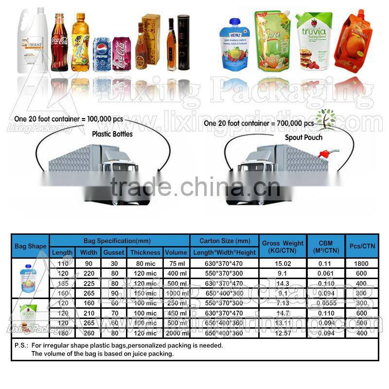 Leechee flavors drinks stand up pouch with spout