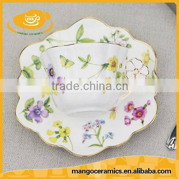 Wholesale bone china ceramic tea cup and saucer set