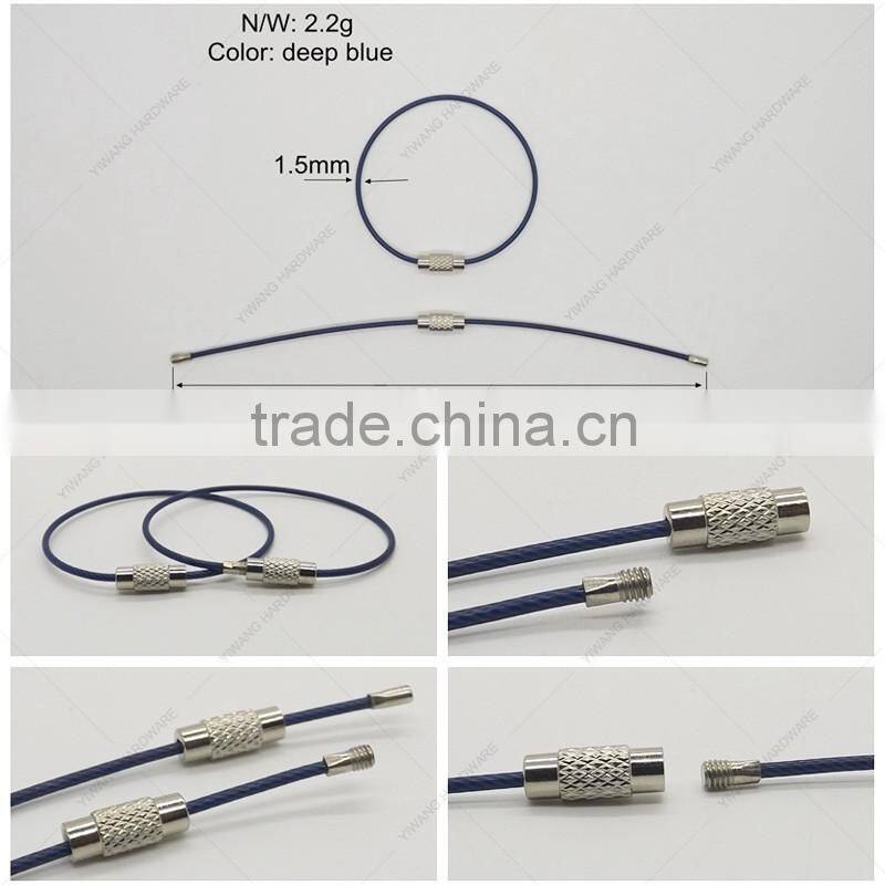 High Quality Deep Blue Stainless Steel Wire Keychain