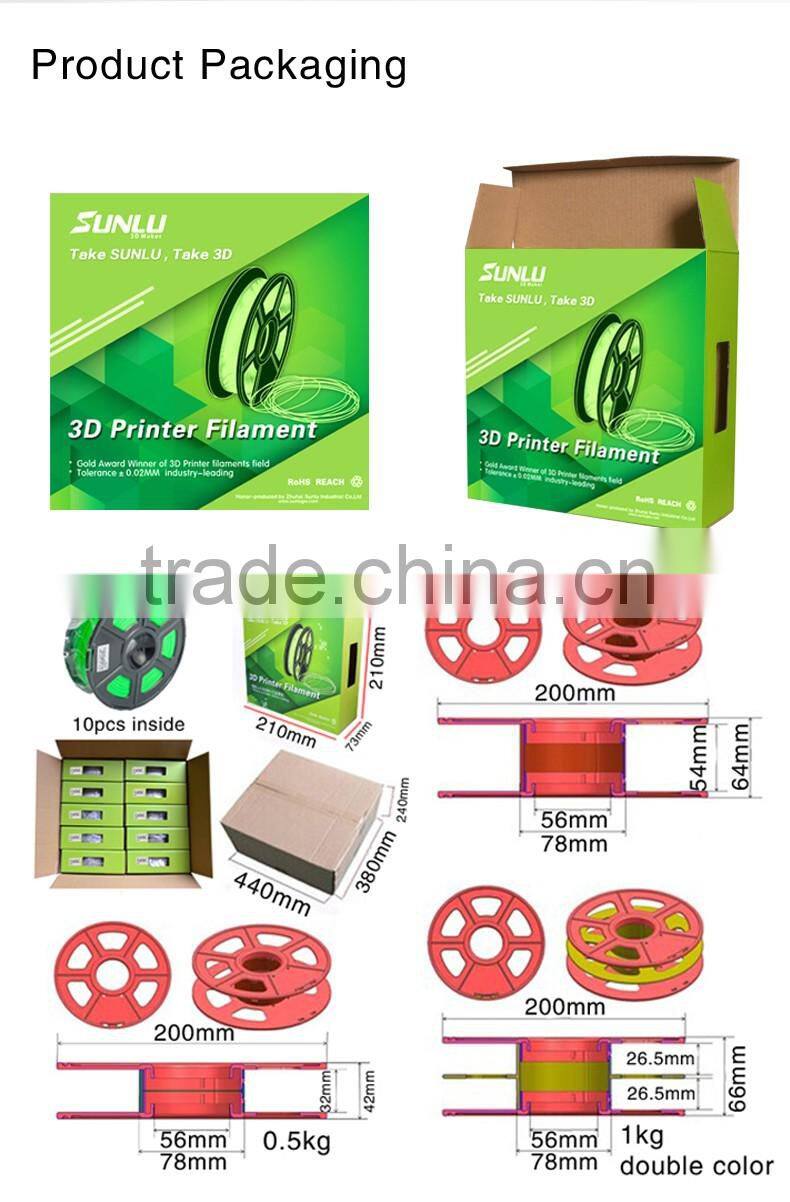 100% no bubble 1.75/3.0 PLA/ABS for 3D printer filaments 3d