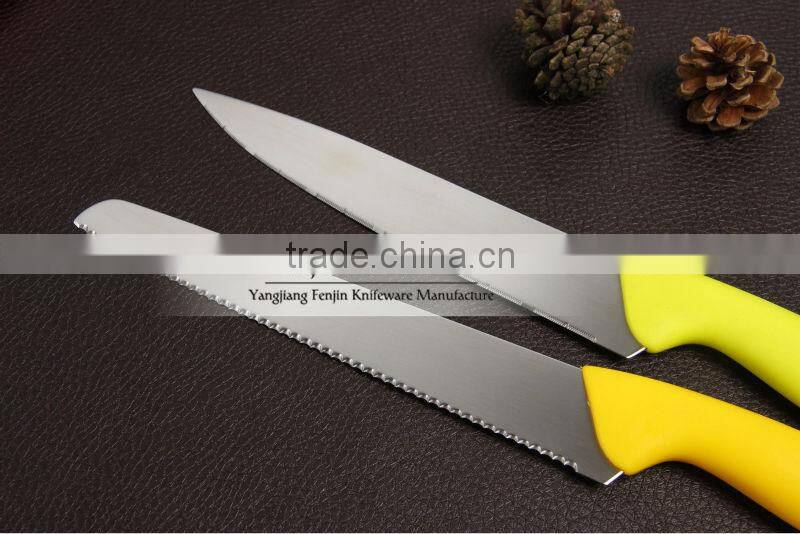 5-pcs PP Handle Color Knife Set with PP Knife Block