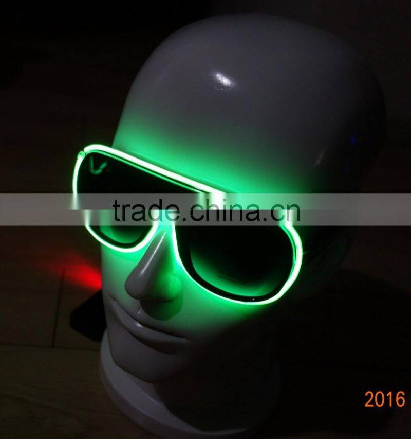 Green EL sunglasses/EL glow sunglasses/EL lighting glasses/Electroluminescent sunglasses