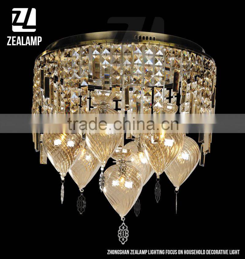 Turkish Hand Blown Glass Crystal Ceiling Lamp Luxury Round Crystal Ceiling Lamp Hallway Corridor Balcony Ceiling Lamp