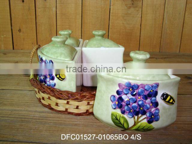 Ceramic porcelain condiment set