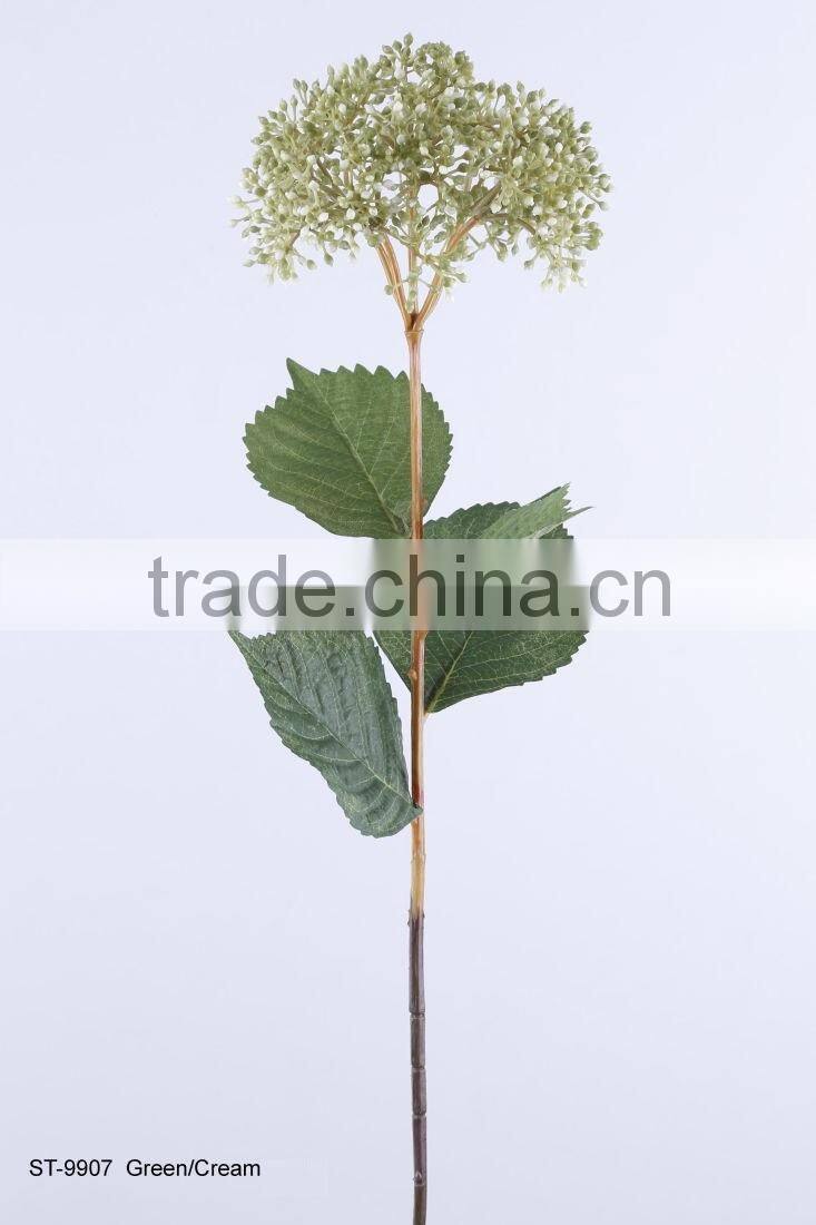 64 cm Plastic Hydrangea Spray with 4 Printed Leaves Artificial Flower