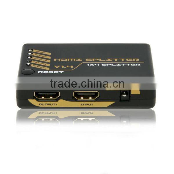 HDMI Splitter 1X4 4 port plastic case Support full 3D and 4Kx2K