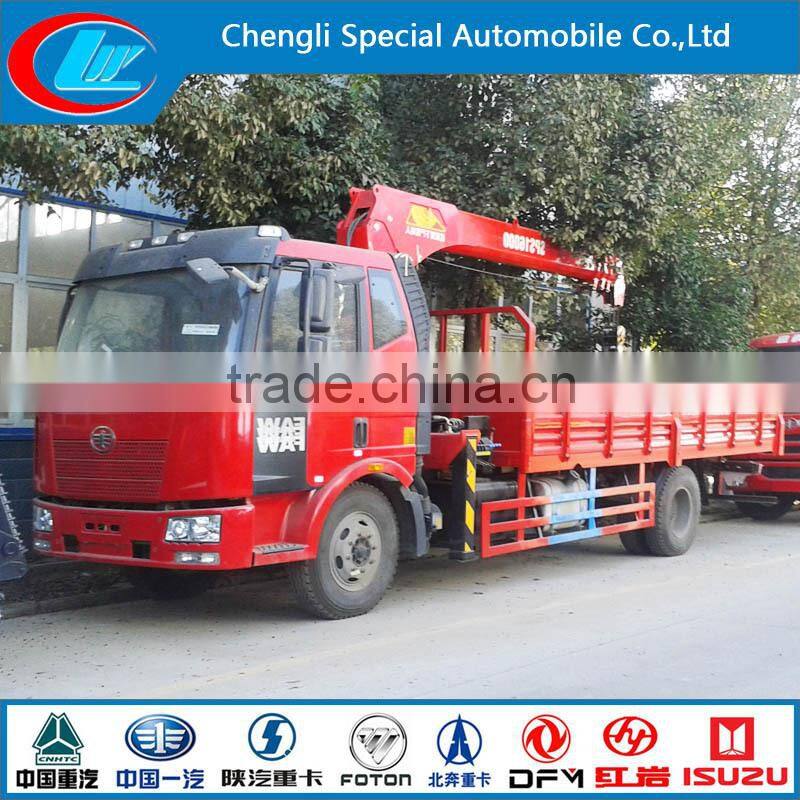FAW 4*2 Truck with crane capacity 10 ton crane 10ton for sale