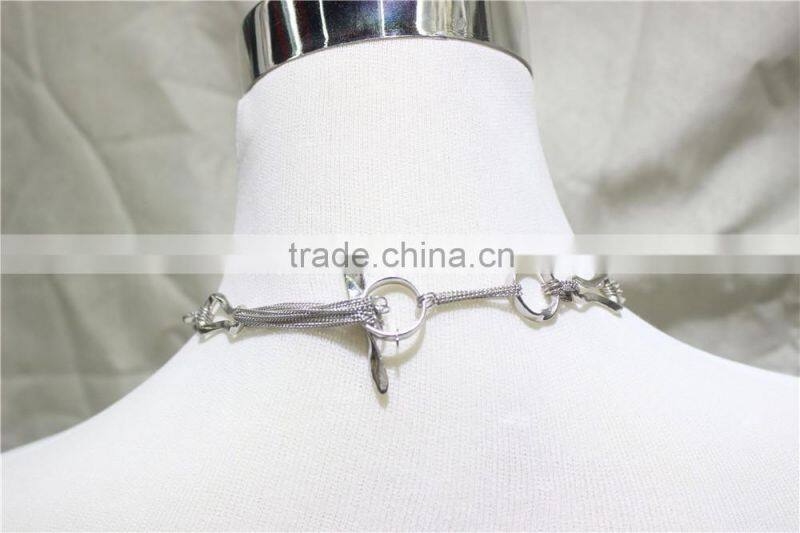 Fashion Silver Multi Row Chain Pendant Necklace Bone Metal Double Layered necklace 2016 Fashion Style Wholesale