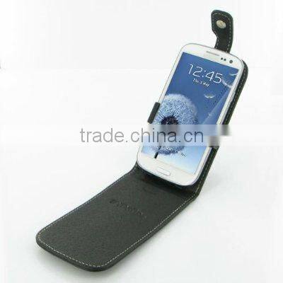 leather case for Samsung Galaxy S3 - Flip Top Type (Black) GT-i9300