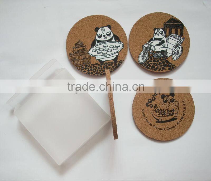 promotional advertising gifts silk-screen printing 2 colors logo cork coasters, round cork board cup coaster