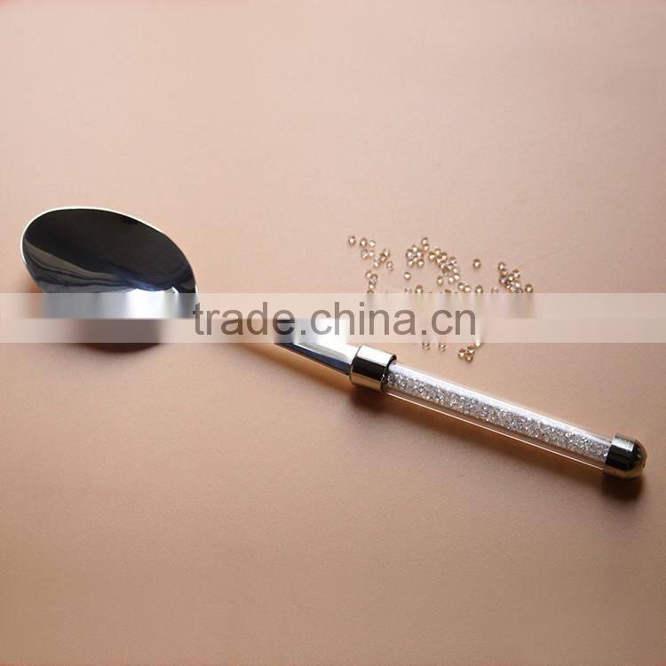 New design food safety stainless steel 18/8 wedding crystal dinner tea or coffee spoon with crystals in the acrylic handle