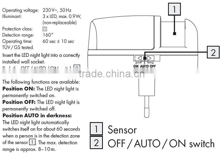 PIR LED motion sensor night lamp