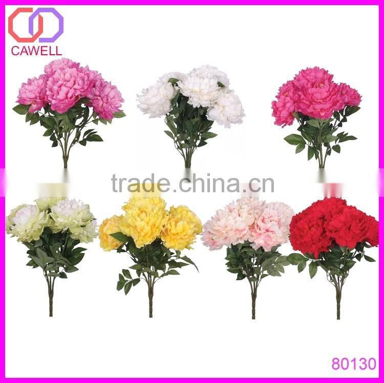 Factory direct sale artificial flower silk 5 head penoy flower