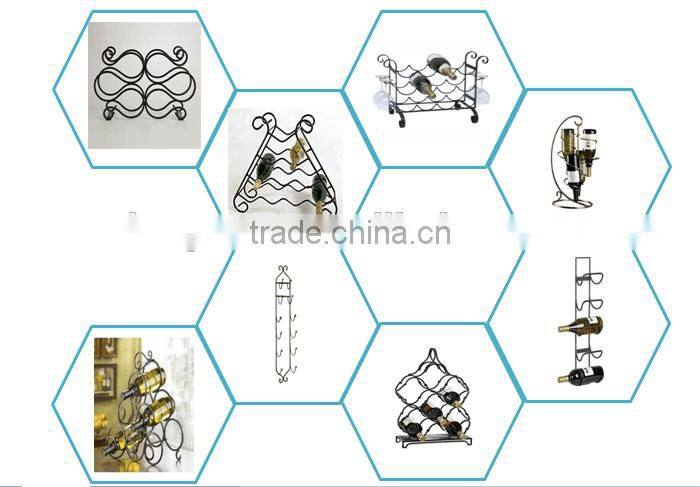 Black Metal Wall Mounted Geometric Wine Rack/Organizer for 5 Bottles