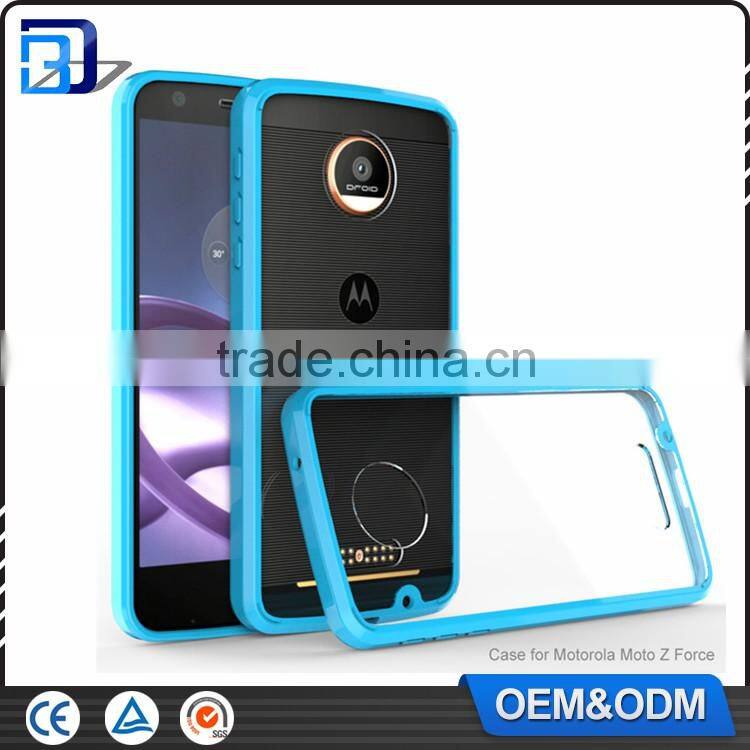 Amazon Hot Sale Anti Scratch Ultra Thin Soft TPU Transparent Acrylic Combo Case Back Cover For Moto Z Force Clear Case