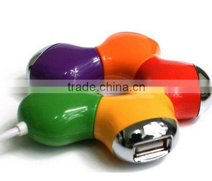 New HQ Multi Color Flower Rotatable 4 Port USB Hub High Speed Slot Hub