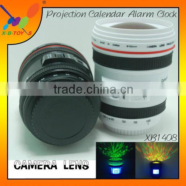 2015 newest design Camera Lens Shape LED star colorful projector musical night light for baby calendar Alarm Clock