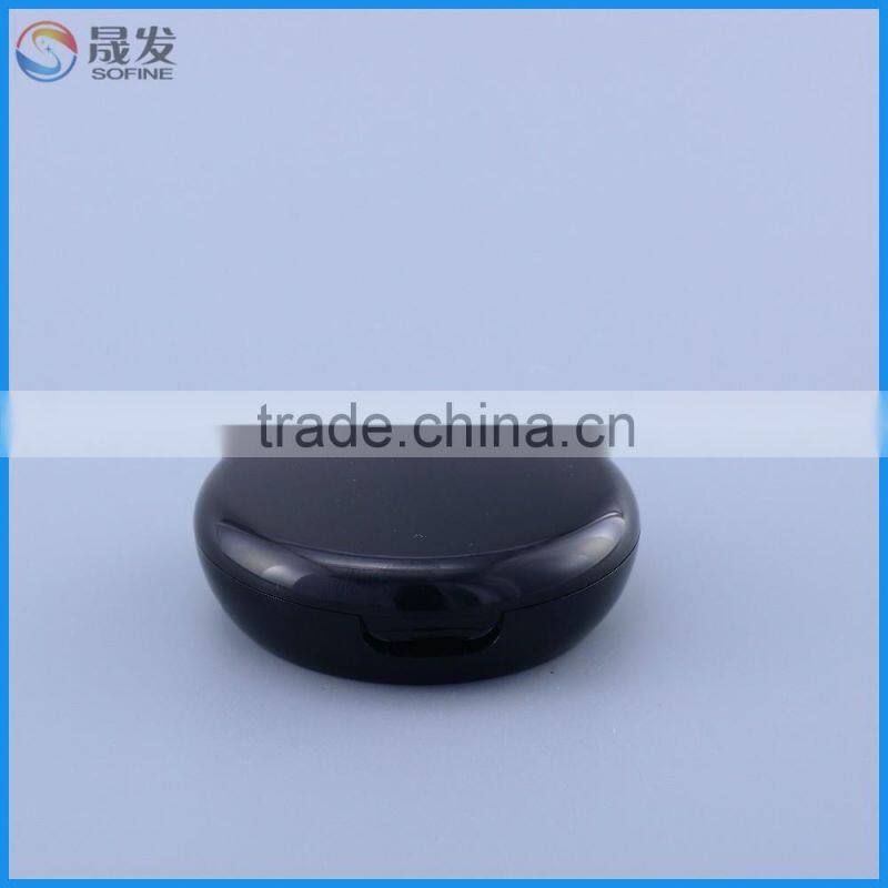 China round Black plastic empty compact powder case for cosmetic make up
