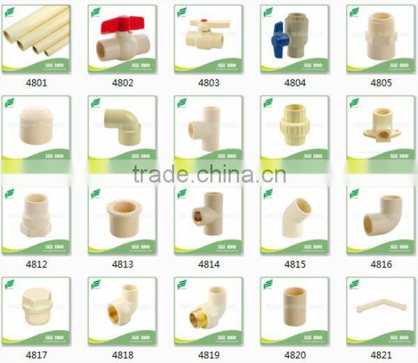 CPVC ASTM2846 equal tee pipe and fittings valves for cold and hot water supplying