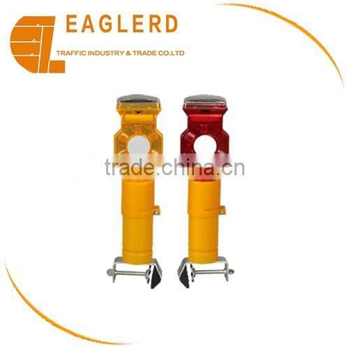 Solar yellow LED warning light for traffic cone