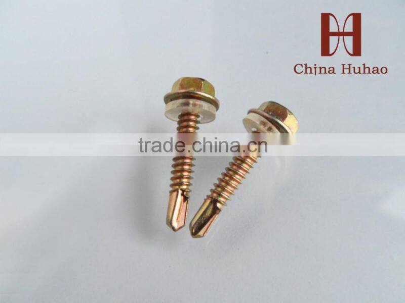 Galvanized hexgon flange head with letter logo drill screw