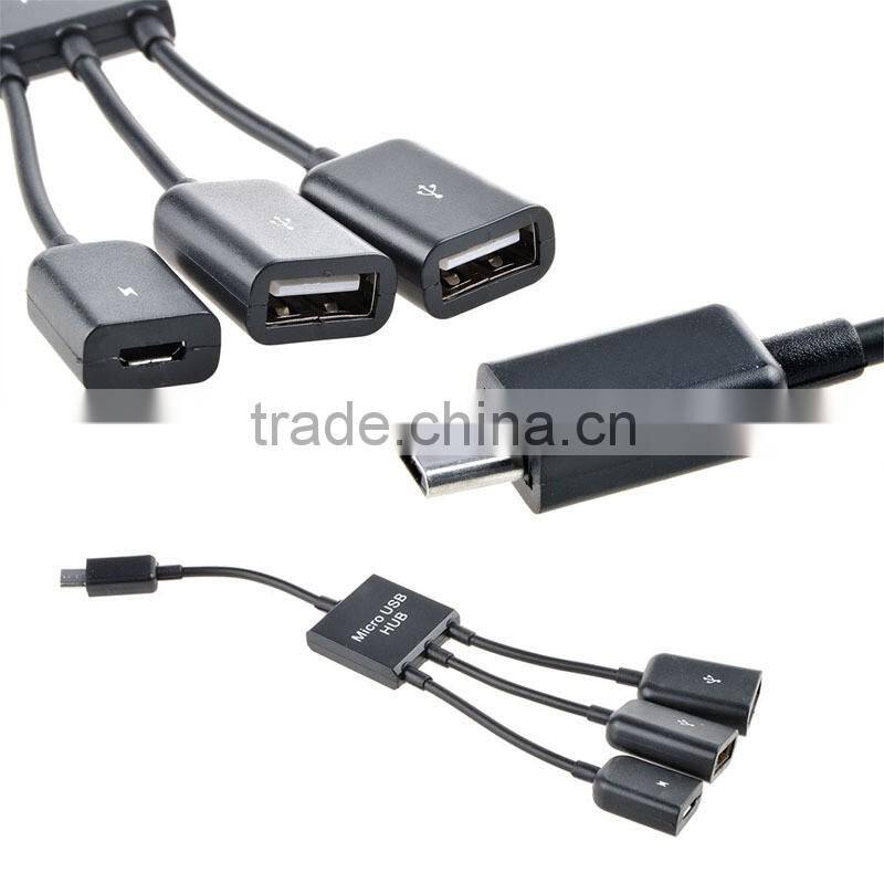 Hot sell 3 in 1 Micro USB OTG Hub Host Cable Adapter with Power Charging for Android Phone&tablet