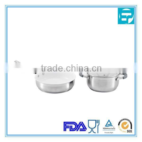 2pcs stainless steel ceramics coating frypan set