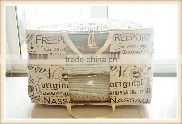 reminiscent england style cotton and linen quilt storage bag with pvc window