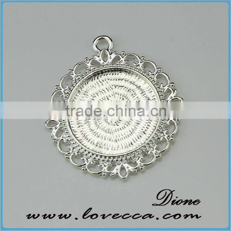 round 25mm antique black color glass cabochon pendant bezel