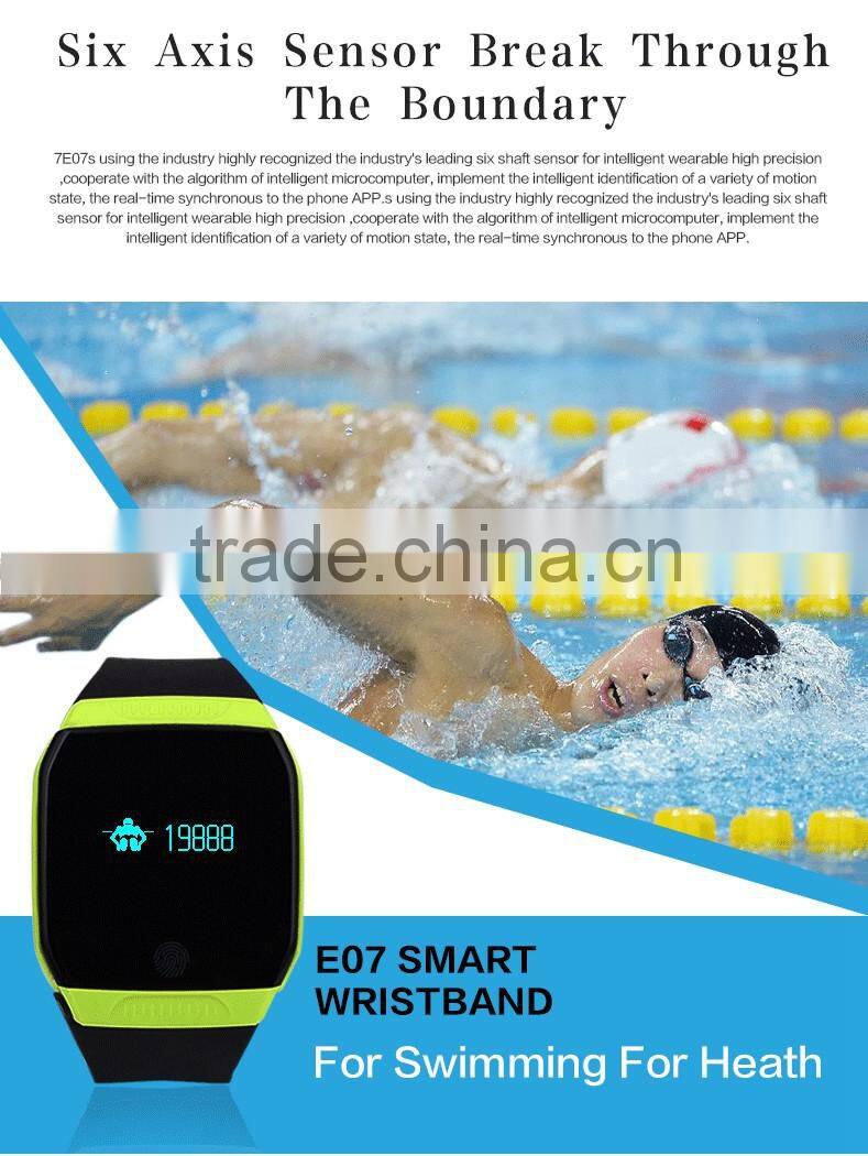 Fashion latest design heartrate monitoring smart bracelet with waterproof IP67 and TPU strap E07S