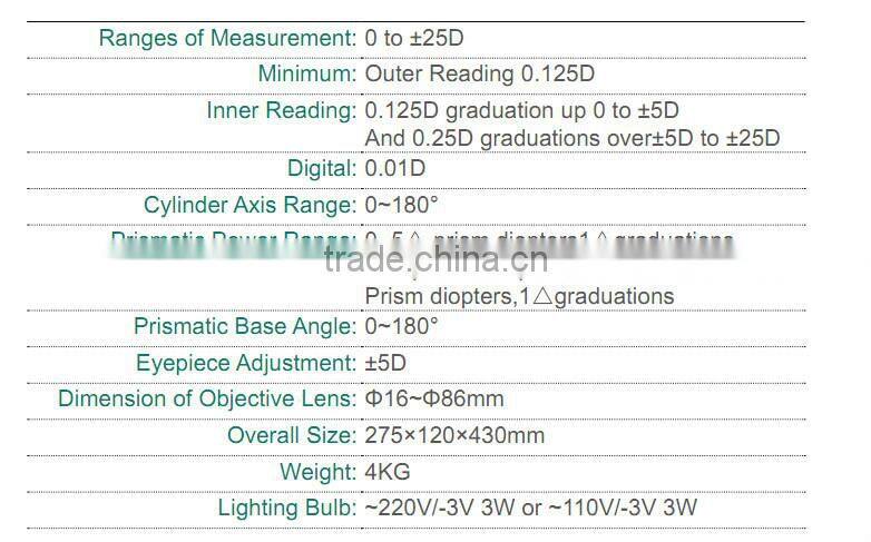 Optometry Equipment Manual Lensmeter HLM-220