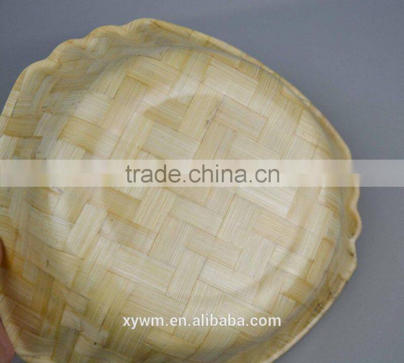 Retail No Normal Anomaly Triangle Color Painting Picture Handmade Bamboo Woven Wooden Salad Bowl Kitchen Tools