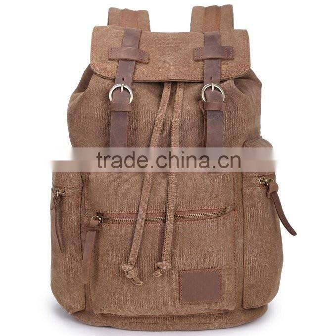 Functional Lovely Men's Travel Backpack Bag Canvas Leather bags
