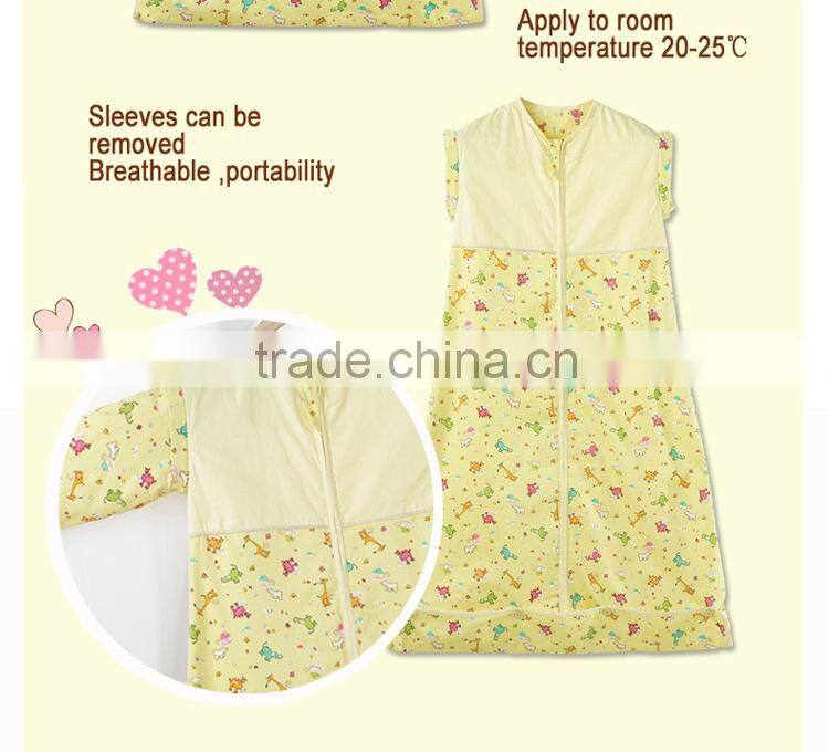 Infant kids anti kicking quilt sleeping bag for four seasons detachable fillings yellow style