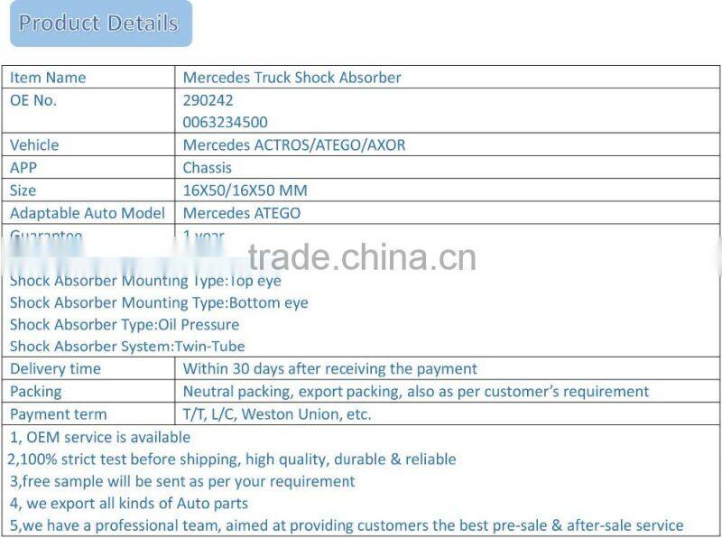 290242/0063234500 Mercedes Truck Shock Absorber ACTROS/ATEGO/AXOR series