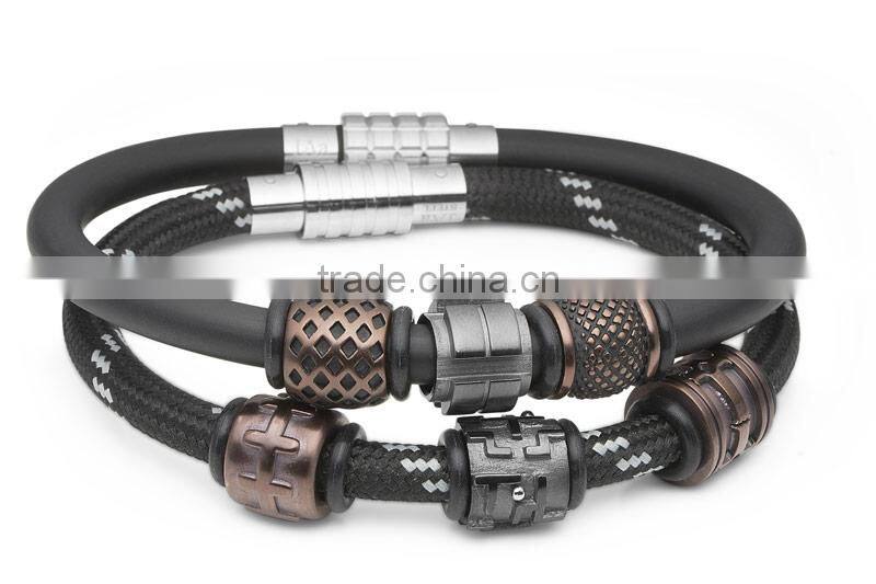 2016 trend men's leather bracelets beads