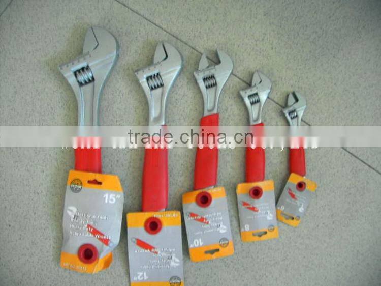 CHROME PLATED ADJUSTABLE WRENCH WITH RUBBER HANDLE