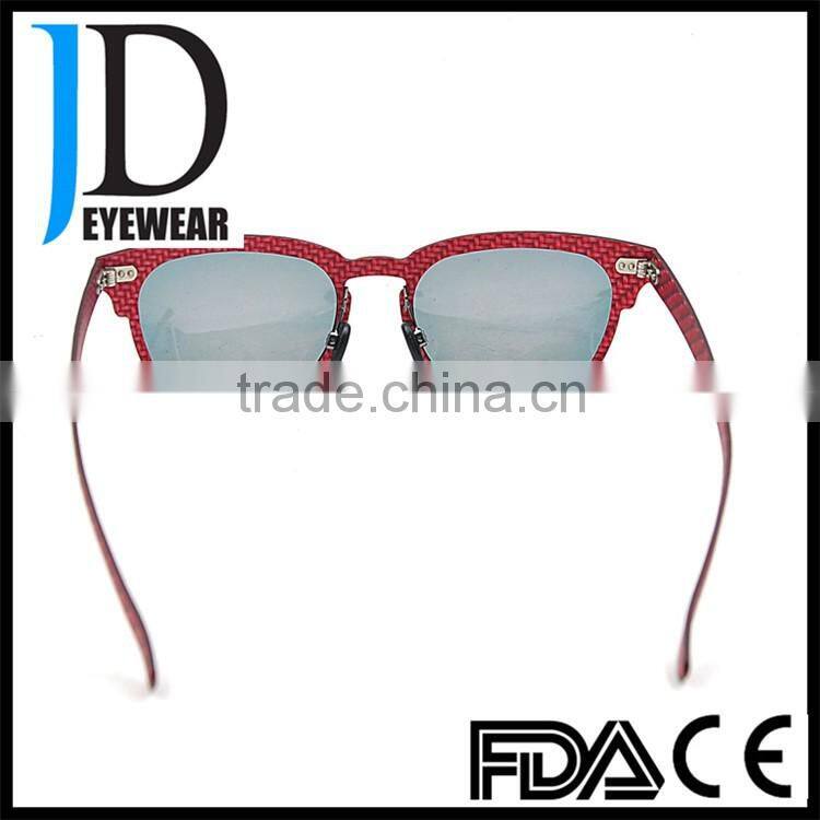 old fashion high-tech look red carbon fiber sunglasses with custom logo