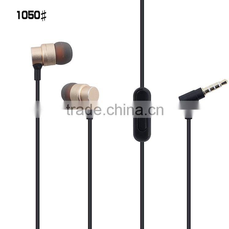 SNHALSAR mobile phone accessories, metal earphones with microphone, In-ear Headset