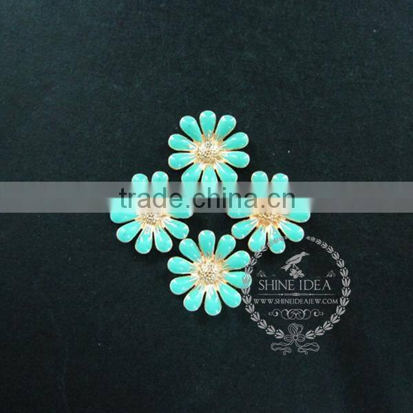 18mm blue flower cabochon setting pendant charm DIY supplies findings 1800146