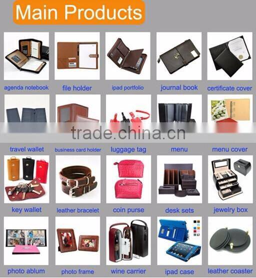 Expanding file folder with zipper / leather corporate folder for meeting / eco friendly ring binder file folder