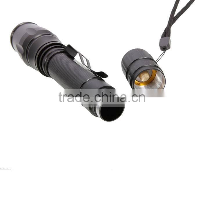 XML-T6 LED 5 Mode Focusing LED Torch Flashlight Black