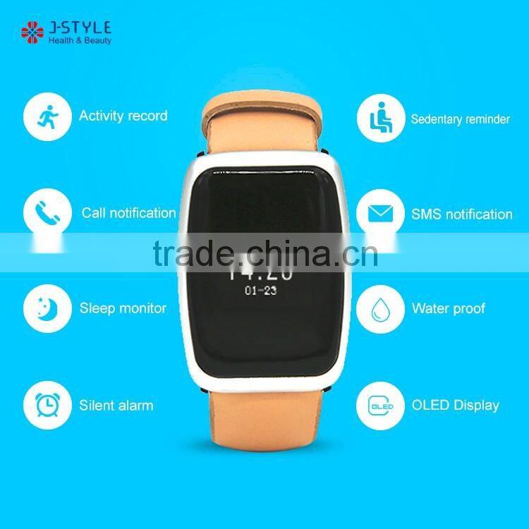 J-style wearable band Smart Bluetooth fitness tracker with Real -Leather band optional